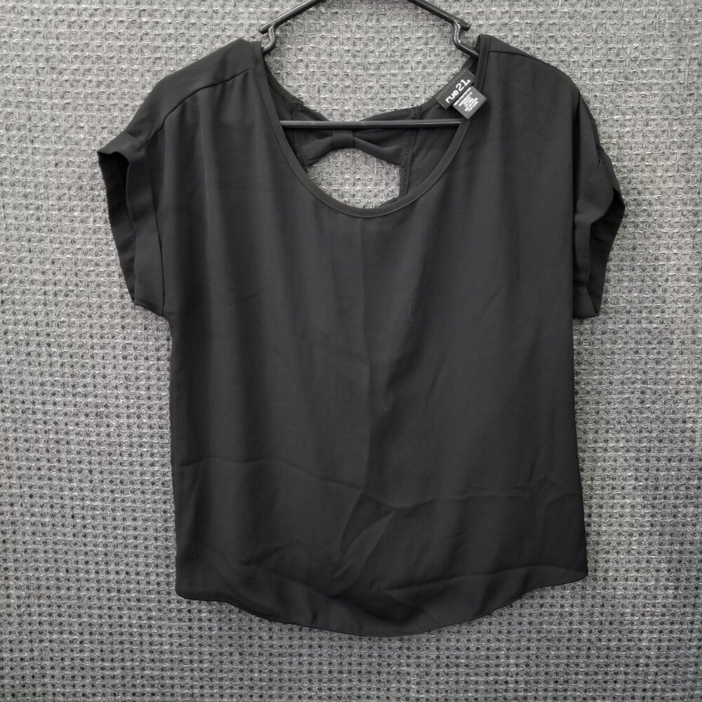 💚3/$15 rue 21 Black Blouse Short Sleeve Women's M